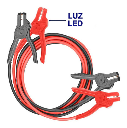 Cable Auxiliar Carro Batería Automotriz Rojo Negro Led 600a