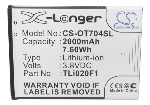 Bateria Para Alcatel Ot-7040t Ot-5042x Ot-5044d 5044r 5044t