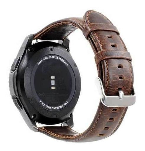 Imagem 4 de 6 de Pulseira Em Couro Legítimo Retro Marrom Para Samsung Gear S3