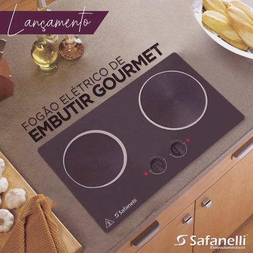 Fogão Cooktop Elétrico Gourmet 2 Bocas Safanelli