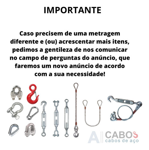 14 Metros De Cabo De Aço 5/8 6x41 Espessura 16mm Resistente