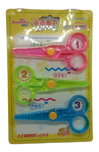 Set 3 Tijeras Plastica Para Niños Diseños De Corte