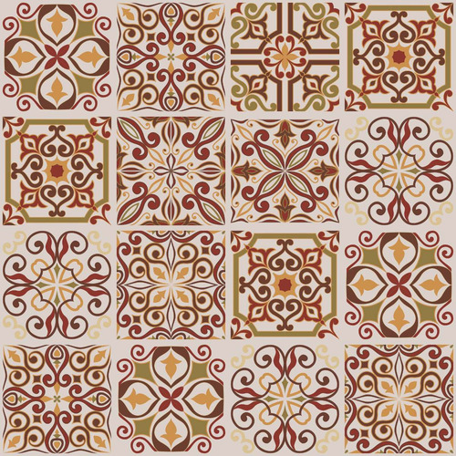 Imagem 2 de 6 de Adesivo De Azulejo Marrom Vermelho Barroco 20x20 Cm 24un