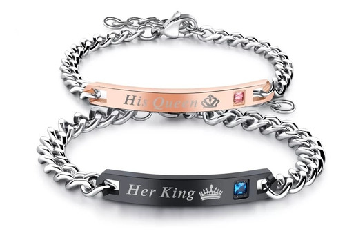 Pulsera King Queen Rey Reina Compromiso Acero Envio Gratis 