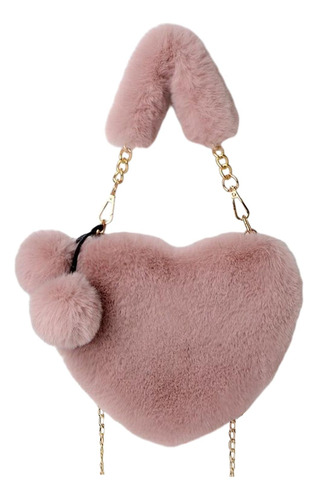 Bolso En Forma De Corazón Monedero Peludo Cartera Regalo