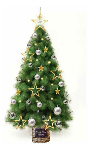 Pack Árbol Navidad Pino 180cm De Lujo Luces + Deco + Base