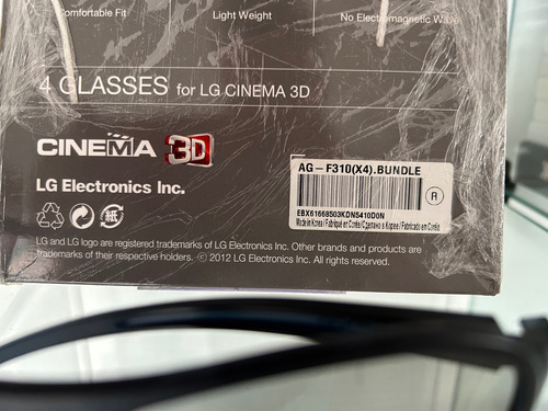 Óculos Lg 3d Glasses Ag-f310 Cinema (Usado)