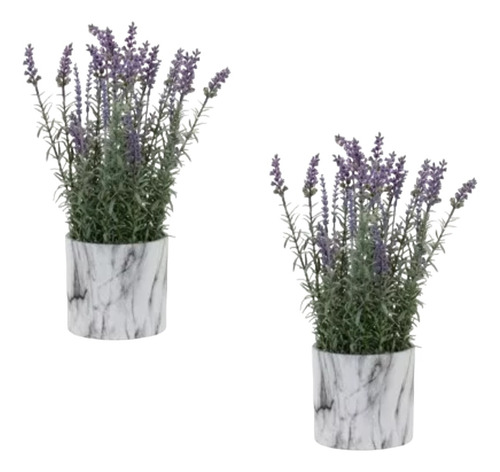 Set De 2 Macetas Con Flor De Lavanda Artificiales