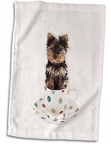 3d Rose Yorkie En Taza De Té Twl_212051_1 Toalla, 15  X 22 