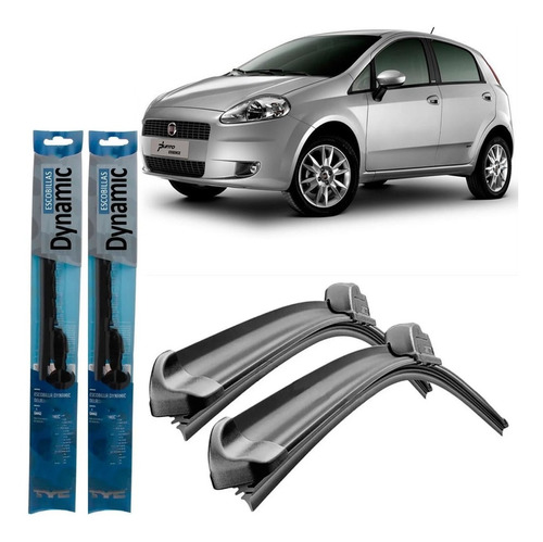 Juego Kit Escobillas Fiat Punto 2007 2008 2009 2010 2011