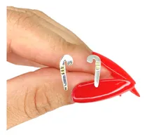Comprar Aros Baston De Caramelo Regalo Navidad Plata Y Oro Ar 488-6