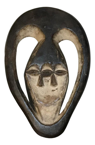Máscara Africana Em Madeira Decorativa - Kwele