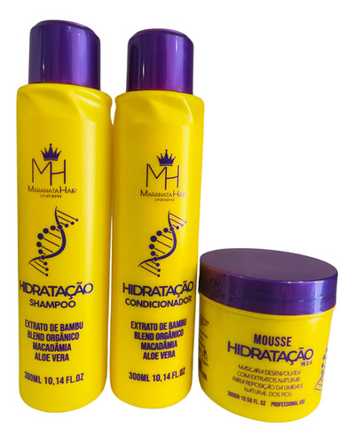  Kit Shampoo, Cond E Máscara Hidratação Maranata Hair 3x300ml