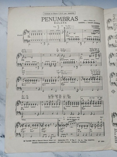 Imagen 2 de 3 de Penunbras. Sandro Y Oscar Anderle. Partitura. 52072.