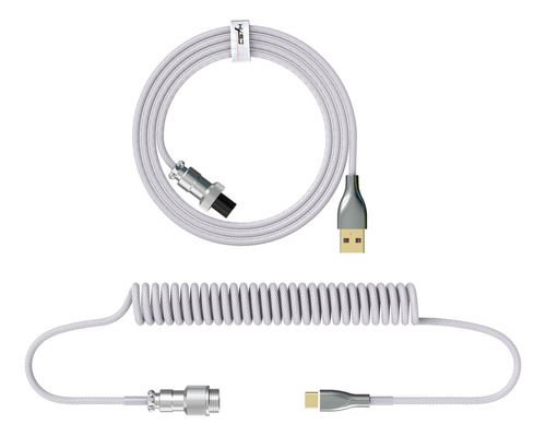 Cable De Datos Enrollado A Un Conector Blanco De Nailon De A