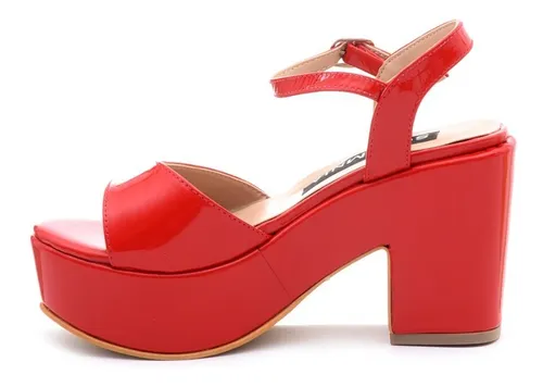 Sandalias De Cuero Crocco Fiesta Noche Taco Plataforma Mujer