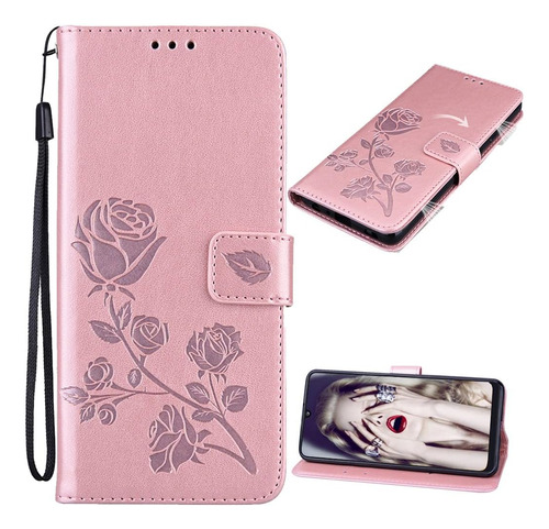 Funda Billetera Rosa Flores Para Samsung Galaxy S22 Ultra