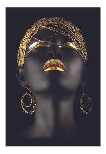 Cuadro Canvas Africana Con Oro
