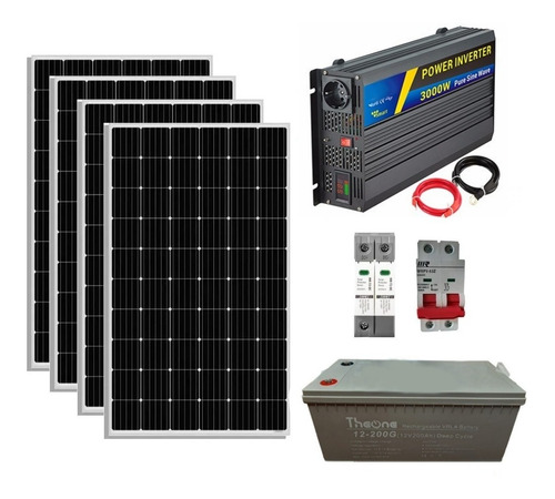 Kit Solar Fotovoltaico7560wh Diurno 4 Paneles 315w 2 Bat Gel
