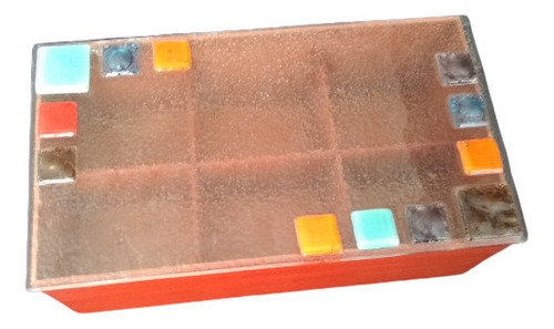 Caja De Te De Madera Con Tapa En Vitrofusion 15x25 Cm
