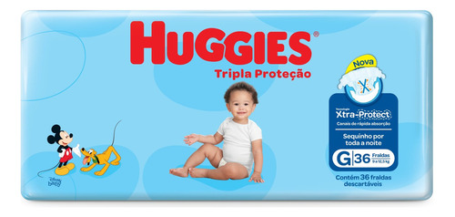 Fralda G Tripla Proteção 36 Unidades Huggies Gênero Sem gênero Tamanho Grande (G)