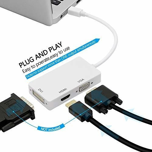 Adaptador Mini Dp A Hdmi, Dvi, Vga 3 En 1 Yacsejao 4k Mini D