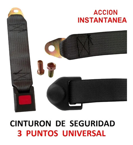Imagen 2 de 5 de Cinturón De Seguridad De 3 Puntos Universal Color Negro