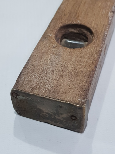 Imagen 6 de 8 de Antiguo Nivel Madera Y Bronce Con Protector Mag 59877