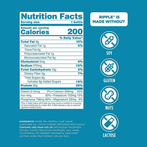 Batido De Proteína Vegana Ripple, Chocolate, 20g De Proteína