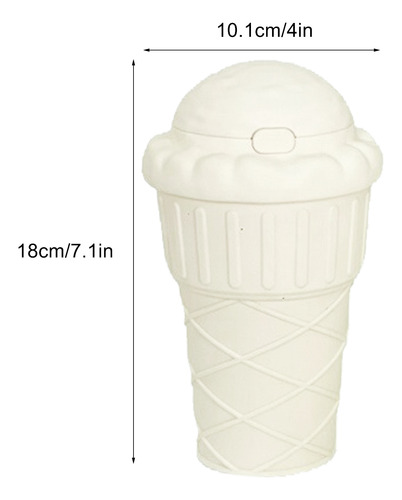 Taza De Helado Para Pajitas Portátiles Blancas De 500 Ml