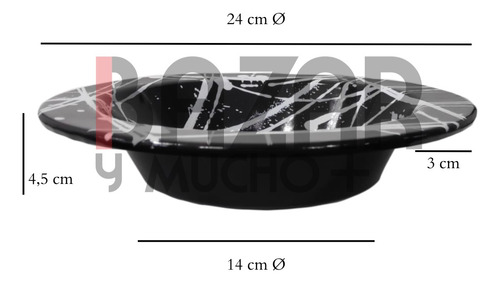 Plato Hondo Chacarero Chapa Con Diseño 24cm Salpicado X 12 U