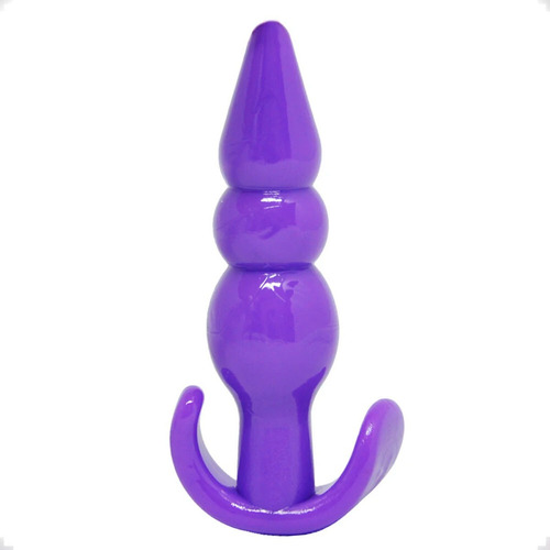 Plug Anal Dilatador Escalonado Silicone Alça Cor Roxo