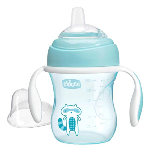 Vaso para bebés con aza antiderrame Chicco Transition Cup de Passarinha color azul de 200mL
