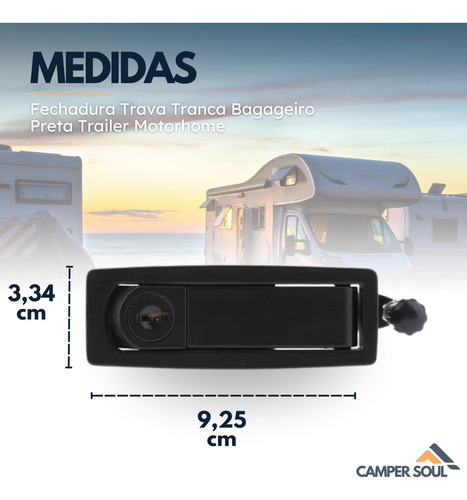 Fechadura Trava Tranca Bagageiro Preta Trailer Motorhome