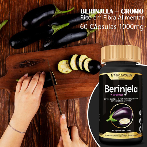 Berinjela + Cromo Premium 1000mg 60caps Hf Suplements
