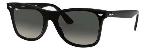 Anteojos de sol Ray-Ban Wayfarer Blaze Large con marco de nailon color matte black, lente grey degradada, varilla matte black de nailon - RB4440N