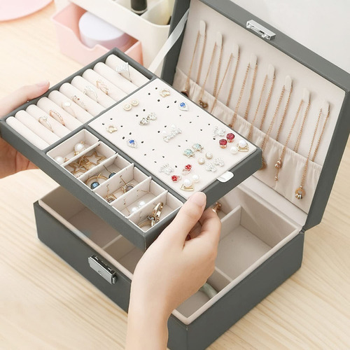 1 Pc Joyero De Doble Capa, Organizador De Joyas Mujeres Y