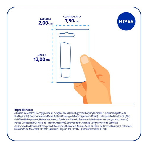 Protector Labial Morango Shine Nivea Blister 4,8g