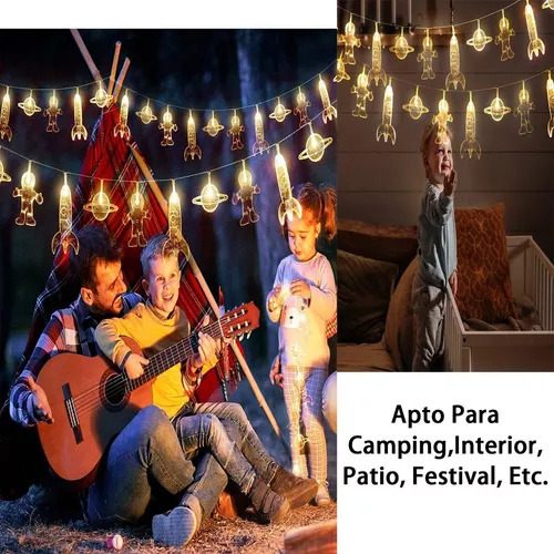 Para Astronauta Con Cadena De Luces De Colores Pequeña