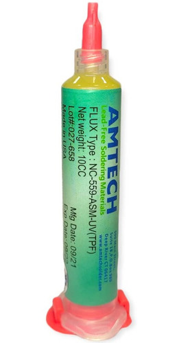 Flux Líquido Amtech Nc-559 Jeringa 10 Cc Soldadura Estaño