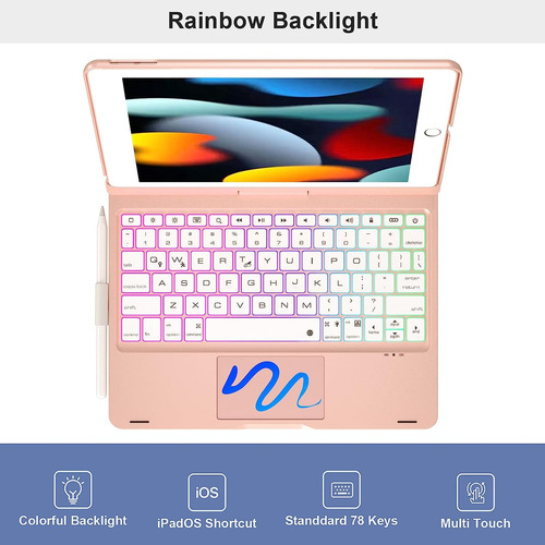 Funda Para iPad Con Teclado, Panel Táctil Giratorio, Retroil