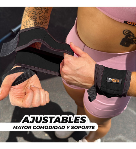 Par Muñequeras Deportivas Elásticas Orxfit Crossfit Negro