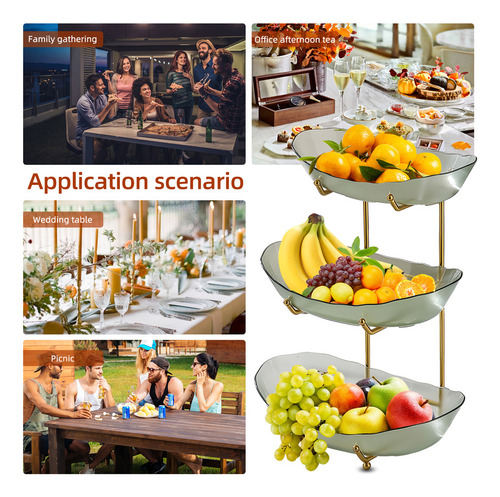 Sh Cesta Fruta Acrílica 3 Niveles Con Soporte Metal P