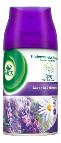 Repuesto aromatizante Air Wick Freshmatic Max en aerosol lavanda y manzanilla 250 ml