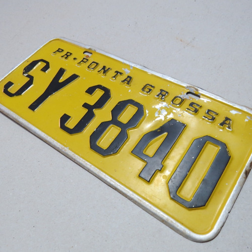 Imagem 9 de 9 de Placa Carro Antigo Amarela Ponta Grossa Paraná