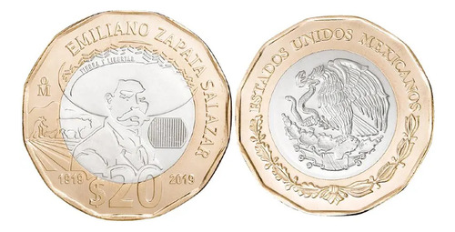 Moneda Conmemorativa 20 Pesos Emiliano Zapata
