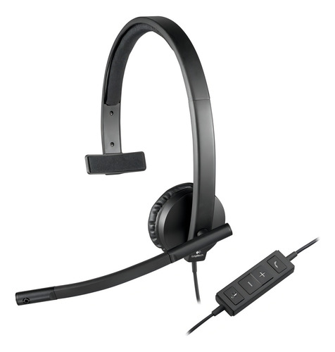 Fone De Ouvido Logitech Mono+ Mic H570e Skype Zoom H570e Pc Preto