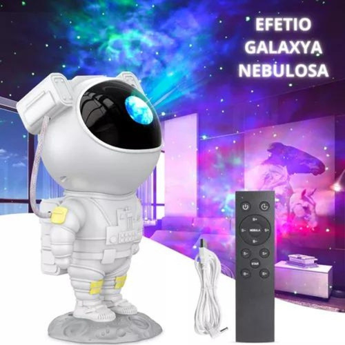 Luminária Projetor Luz Noturna Astronauta Aurora Boreal