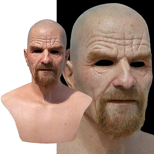 Máscara Mr. White Para Halloween, Capa Careca, Cabeça Velha