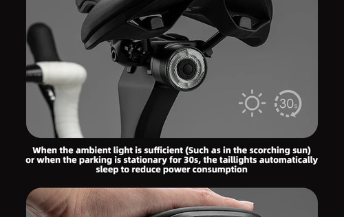 Luz Trasera Inteligente Sensor Freno Impermeable Rockbros Negra